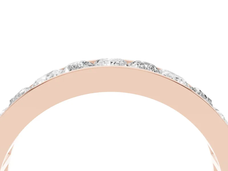 Princess Diamond Channel Set Promise Ring Set in Rose gold with Round Accent Stations