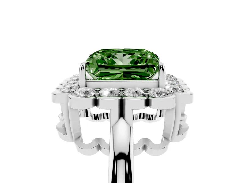 Princess Cut Halo Engagement Ring Setting for a Fancy Green Lab-Grown Diamond | White Gold - Design NV-24719