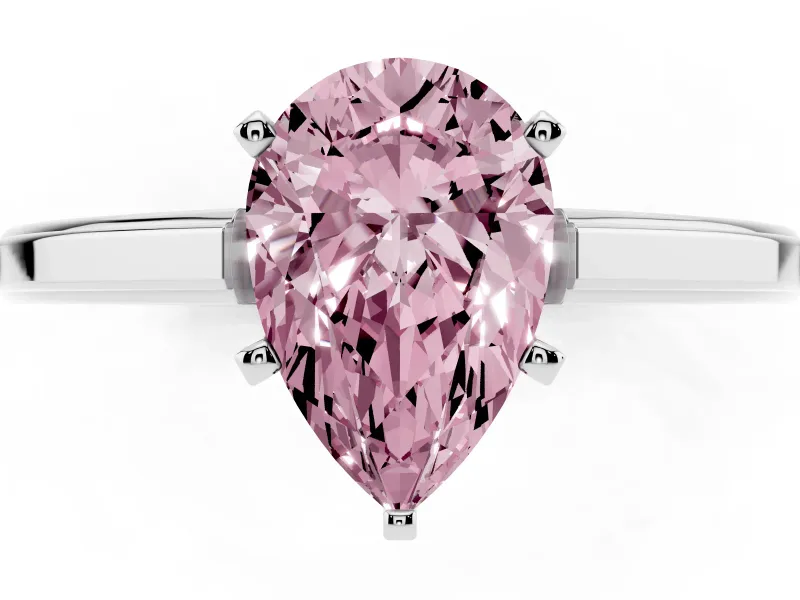 Pear-Shaped Solitaire Engagement Ring Setting for a Fancy Pink Lab-Grown Diamond | Stepped Flat Band | White Gold