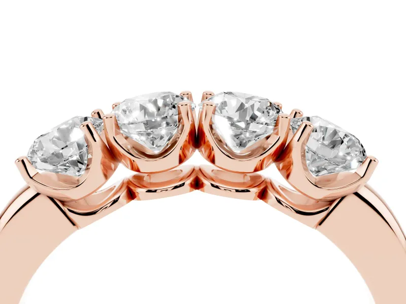 Four-Stone Round Diamond Band Set in Rose gold with Prong Setting