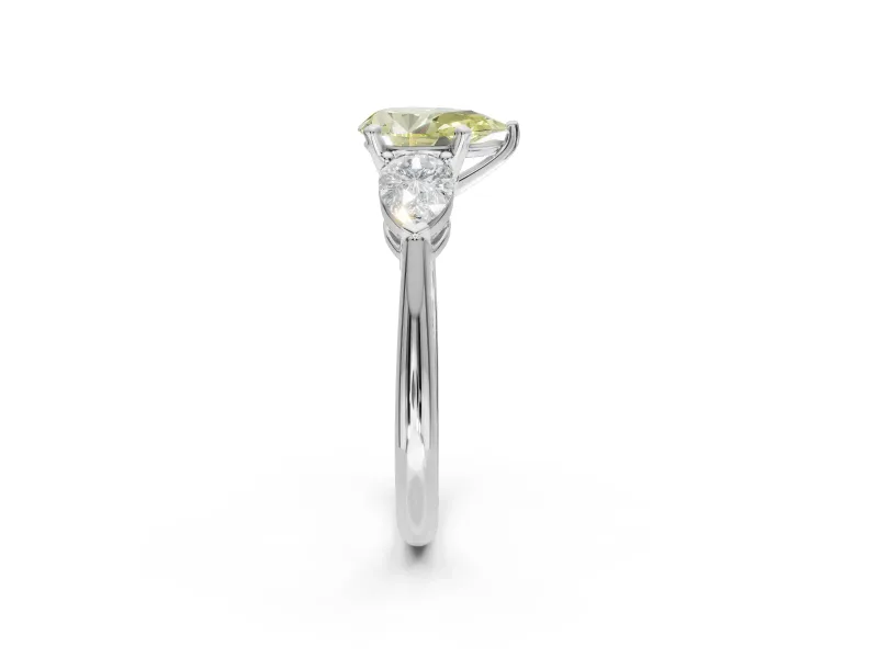 Pear-Shaped 3-Stone Engagement Ring Setting for a Fancy Yellow Lab-Grown Diamond | Platinum