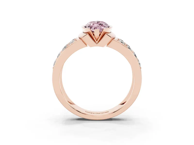Marquise Half Bezel Engagement Ring Setting for a Fancy Pink Lab-Grown Diamond | Double Row Channel Band | Rose Gold