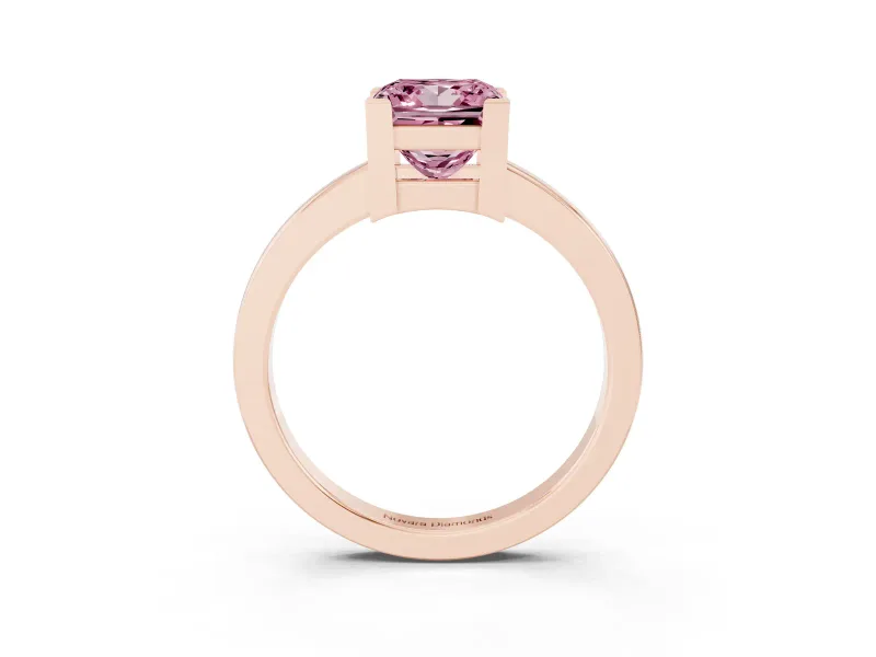 Princess Cut Solitaire Engagement Ring Setting for a Fancy Pink Lab-Grown Diamond | Flat Tab Prongs | Rose Gold