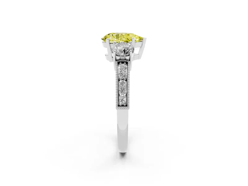 Pear-Shaped Engagement Ring Setting for a Fancy Yellow Lab-Grown Diamond | Sterling Silver - Design NV-24907