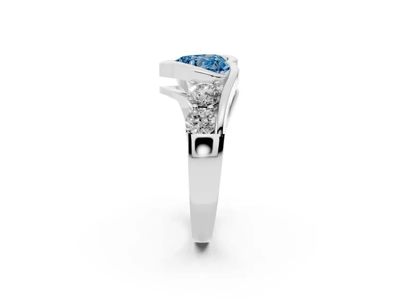 Heart-Shaped Engagement Ring Setting for a Fancy Blue Lab-Grown Diamond | Bezel | Sterling Silver