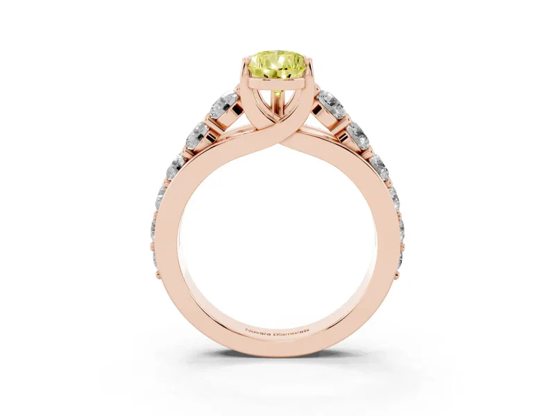 Pear-Shaped Engagement Ring Setting for a Fancy Yellow Lab-Grown Diamond | Rose Gold - Design NV-24645