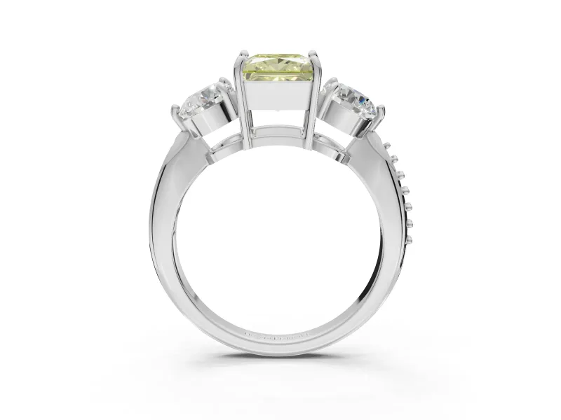 Princess Cut Engagement Ring Setting for a Fancy Yellow Lab-Grown Diamond | Sterling Silver - Design NV-24901