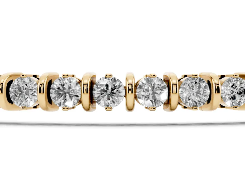 Round Lab-Grown Diamond Bar Set Tennis Bracelet | Open Sides | Yellow Gold