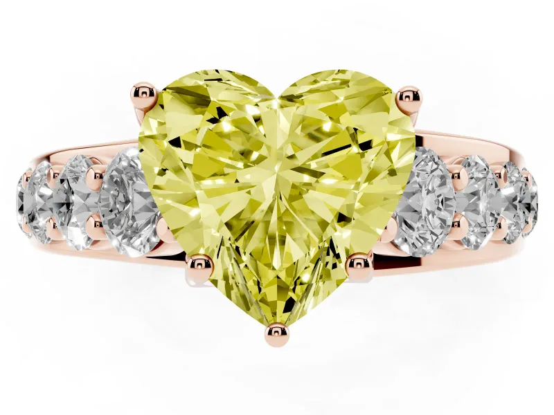 Heart-Shaped Engagement Ring Setting for a Fancy Yellow Lab-Grown Diamond | Rose Gold - Design NV-24645