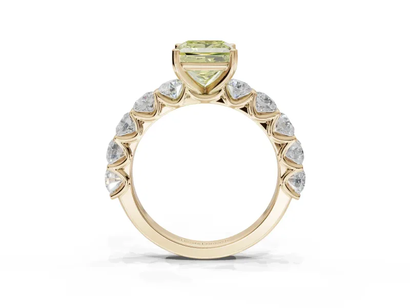 Princess Cut Engagement Ring Setting for a Fancy Yellow Lab-Grown Diamond | Yellow Gold - Design NV-24455