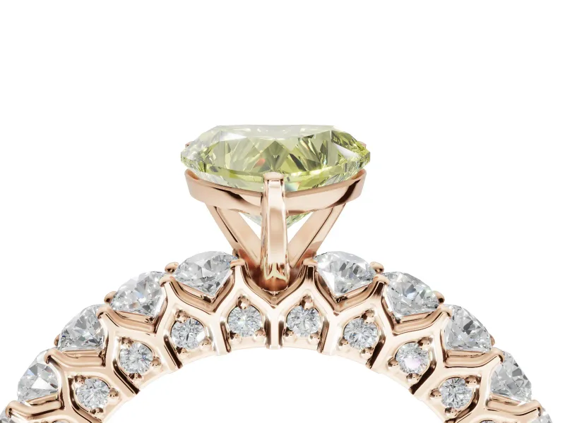 Heart-Shaped Shared Prong Engagement Ring Setting for a Fancy Yellow Lab-Grown Diamond | Rose Gold