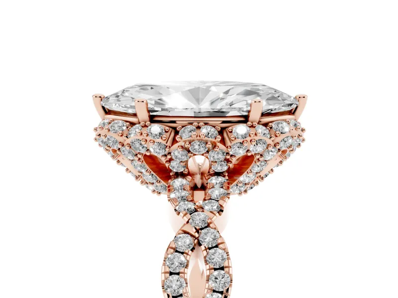 Marquise Milgrain Halo Engagement Ring Setting | Graduated Shoulders | Rose Gold