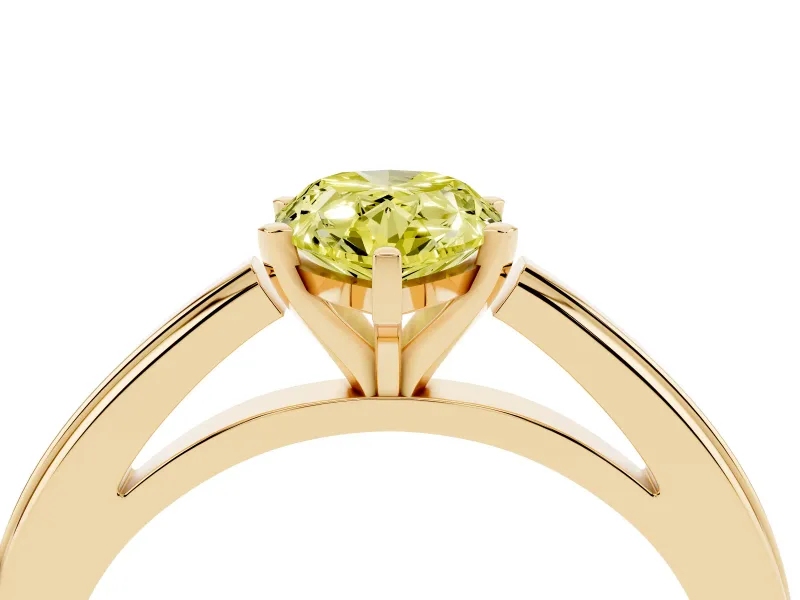 Pear-Shaped Solitaire Engagement Ring Setting for a Fancy Yellow Lab-Grown Diamond | Stepped Flat Band | Yellow Gold