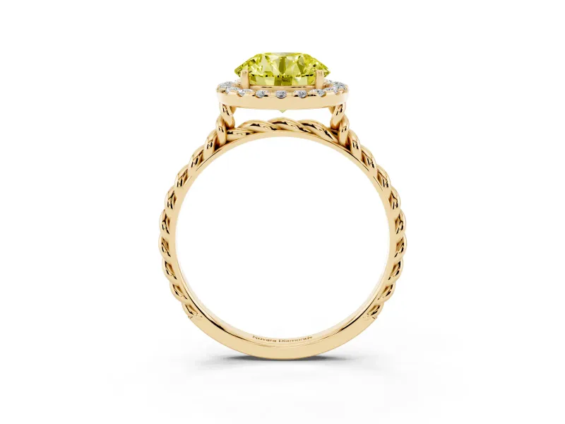 Round Rope Halo Engagement Ring Setting for a Fancy Yellow Lab-Grown Diamond | Yellow Gold