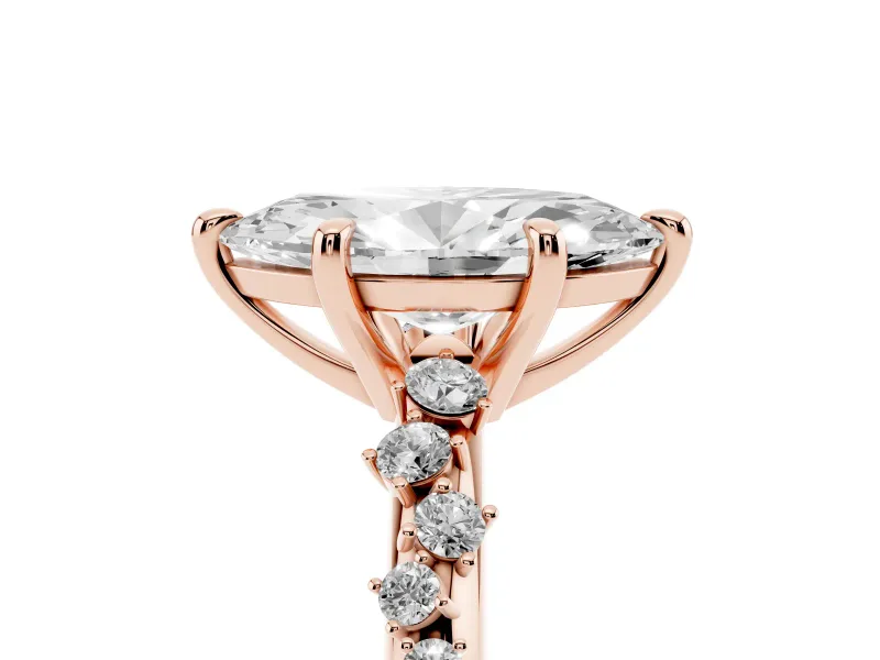 Marquise Graduated Accent Engagement Ring Setting | Scattered Shoulders | Rose Gold