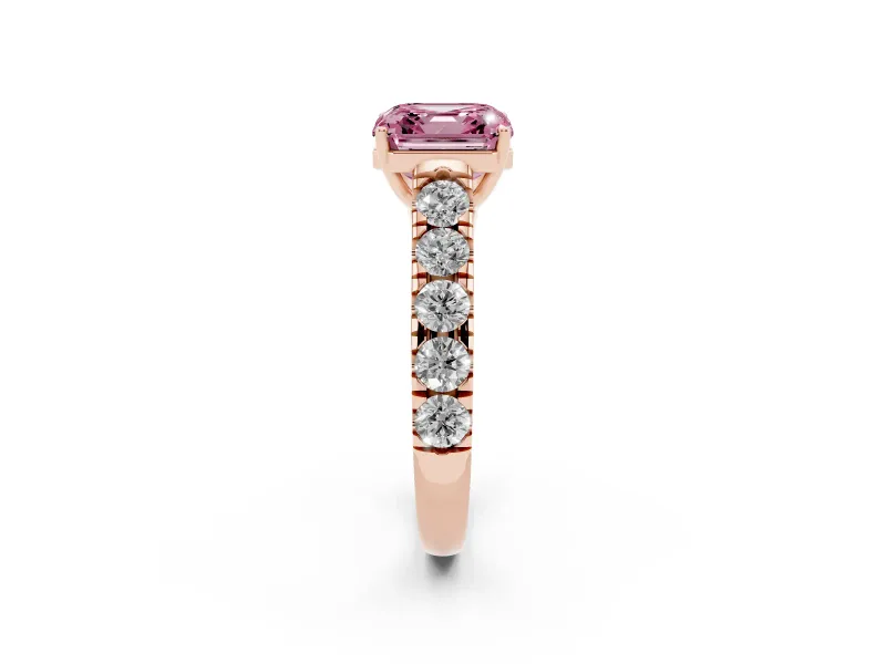 Asscher Cut Engagement Ring Setting for a Fancy Pink Lab-Grown Diamond | Rose Gold - Design NV-24643