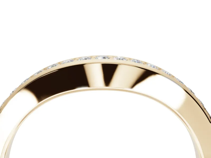 Round Lab-Grown Diamond Contoured Pavé Wedding Band | Smooth Polished Edges | Yellow Gold
