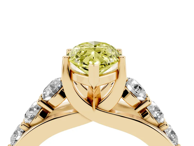 Marquise Graduated Engagement Ring Setting for a Fancy Yellow Lab-Grown Diamond | Yellow Gold