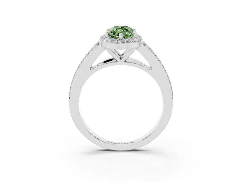 Marquise Split Shank Halo Engagement Ring Setting for a Fancy Green Lab-Grown Diamond | Platinum