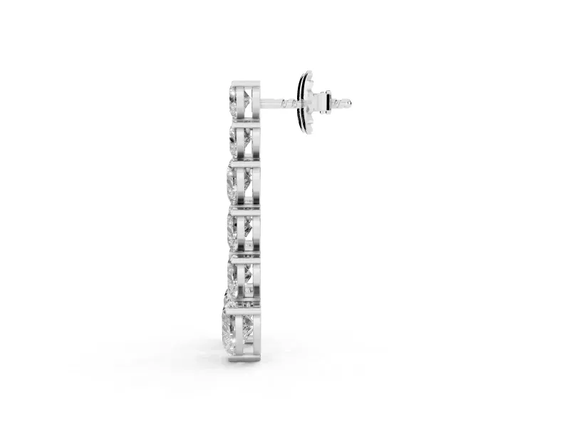 Heart Lab-Grown Diamond Graduated Linear Drop Earrings | Six Stacked Hearts | White Gold