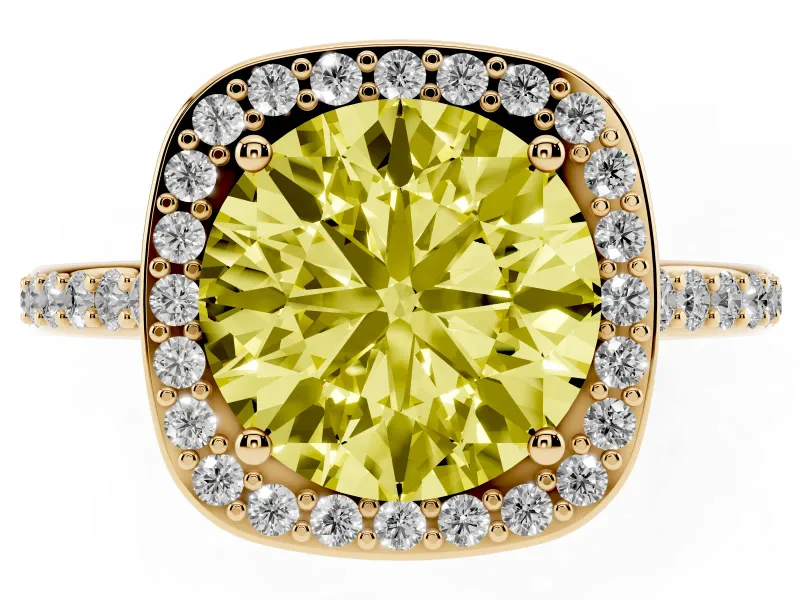 Round Halo Engagement Ring Setting for a Fancy Yellow Lab-Grown Diamond | Yellow Gold - Design NV-24729