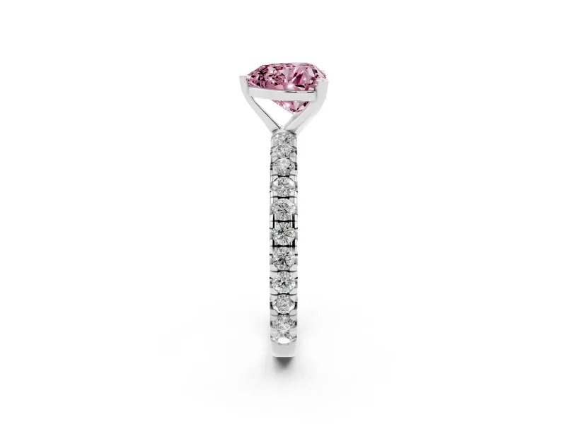 Heart-Shaped Pavé Engagement Ring Setting for a Fancy Pink Lab-Grown Diamond | Platinum