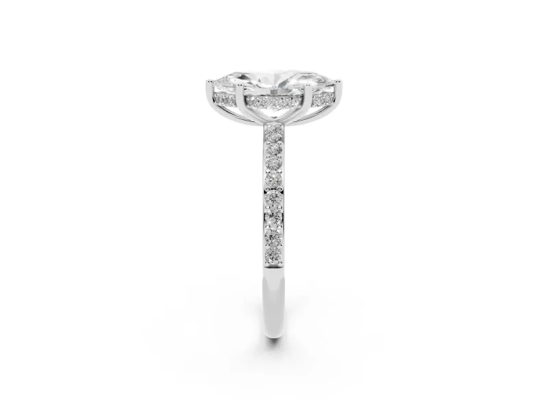Marquise Hidden Halo Pavé Engagement Ring Setting | Micro Pavé Band | Sterling Silver