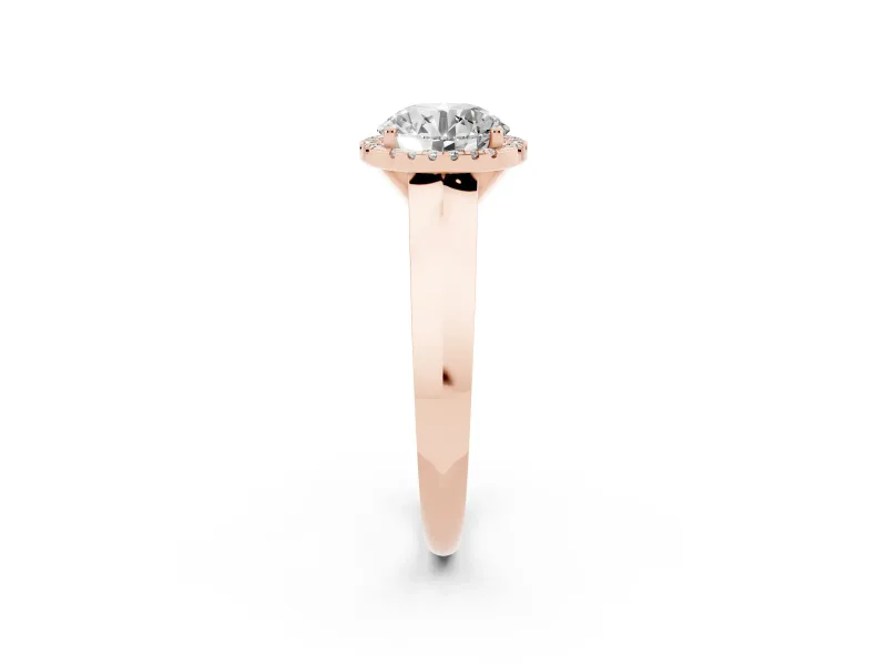 Round Halo Engagement Ring Setting | Knife-Edge Band | Rose Gold