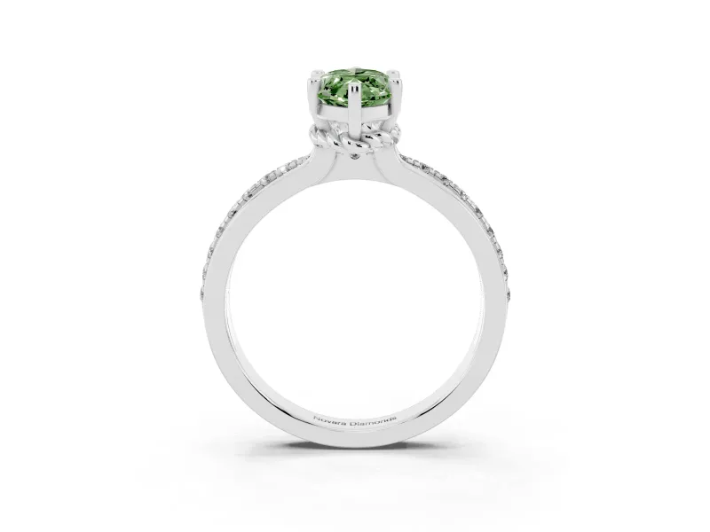 Marquise Channel Set Solitaire Engagement Ring Setting for a Fancy Green Lab-Grown Diamond | Rope Collar Head | Platinum