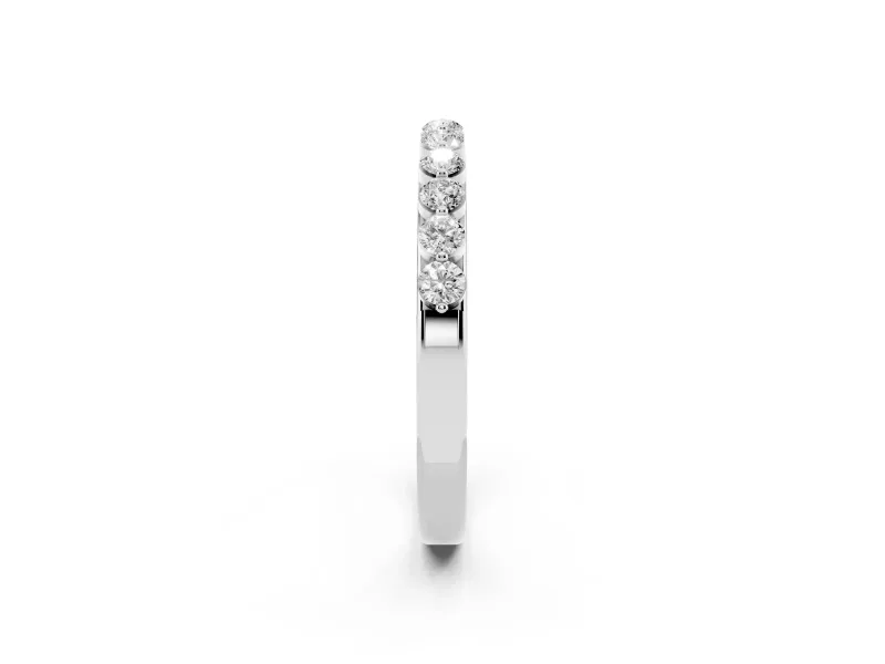 Round Lab-Grown Diamond Half Eternity Band | Single Shared Prongs | Platinum