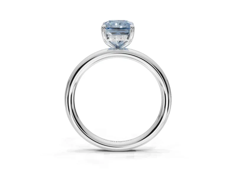 Radiant Cut Hidden Halo Ring Setting for a Fancy Blue Lab-Grown Diamond | Platinum