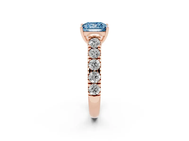 Princess Cut Engagement Ring Setting for a Fancy Blue Lab-Grown Diamond | Rose Gold - Design NV-24643