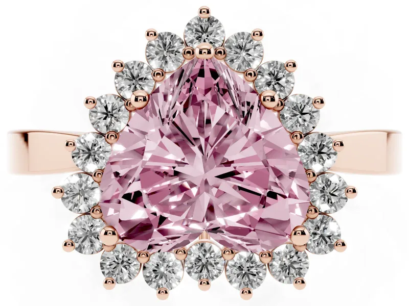 Heart-Shaped Scalloped Halo Engagement Ring Setting for a Fancy Pink Lab-Grown Diamond | Rose Gold