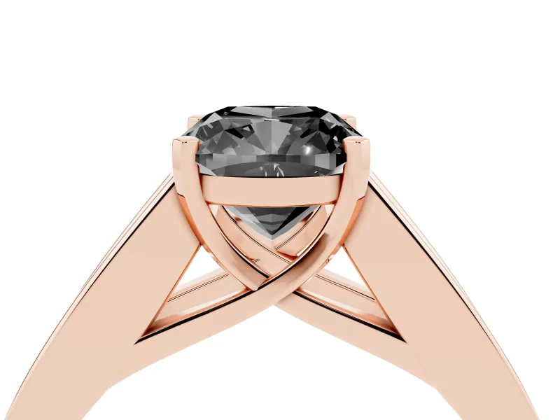 Cushion Cut Channel-Set Engagement Ring Setting for a Black Center | Wide Band | Rose Gold