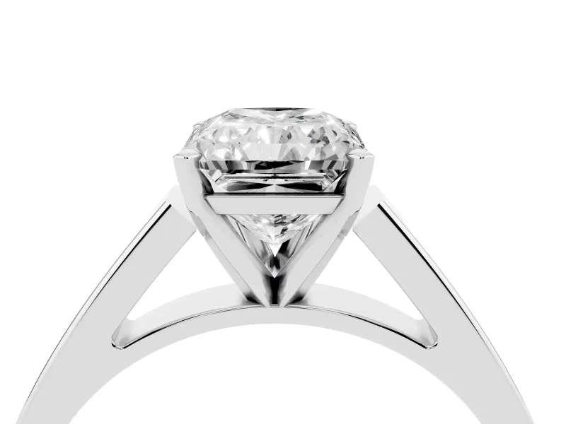 Radiant Cut Cathedral Solitaire Engagement Ring Setting | Tapered Band | Sterling Silver