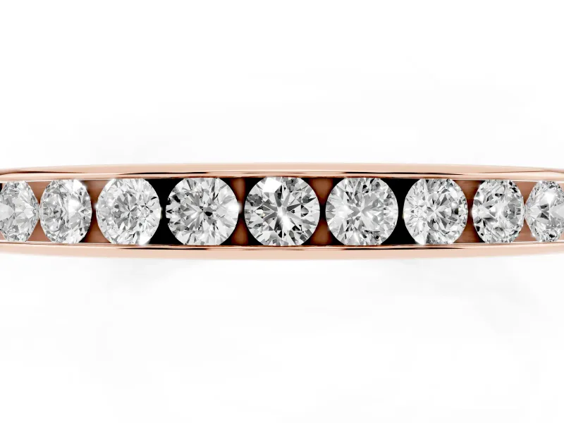 Round Diamond Wedding Eternity Band Set in Rose gold with Channel Setting
