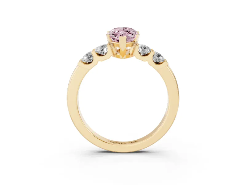 Marquise Five Stone Engagement Ring Setting for a Fancy Pink Lab-Grown Diamond | Yellow Gold