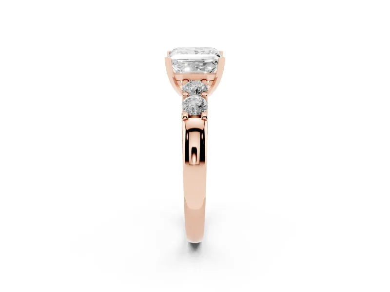 Princess Cut Five Stone Engagement Ring Setting | Prong-Set Side Stones | Rose Gold