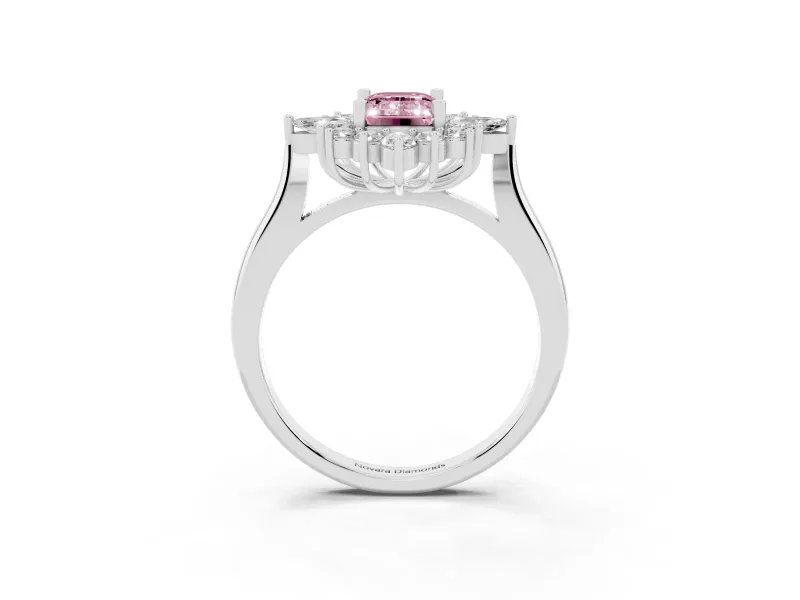 Emerald Cut Engagement Ring Setting for a Fancy Pink Lab-Grown Diamond | White Gold - Design NV-24790