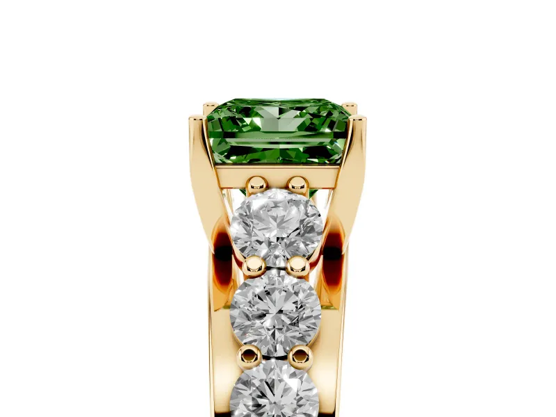 Princess Cut Engagement Ring Setting for a Fancy Green Lab-Grown Diamond | Yellow Gold - Design NV-24645