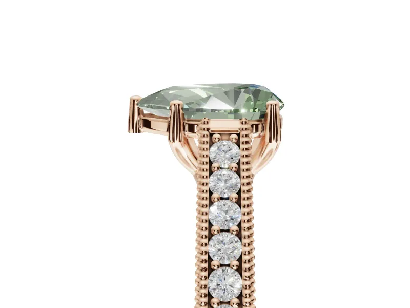 Pear-Shaped Vintage Engagement Ring Setting for a Fancy Green Lab-Grown Diamond | Rose Gold - Design NV-24644