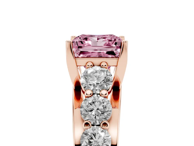 Princess Cut Graduated Engagement Ring Setting for a Fancy Pink Lab-Grown Diamond | Rose Gold