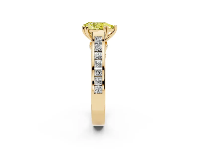 Pear-Shaped Channel Engagement Ring Setting for a Fancy Yellow Lab-Grown Diamond | Yellow Gold - Design NV-24671