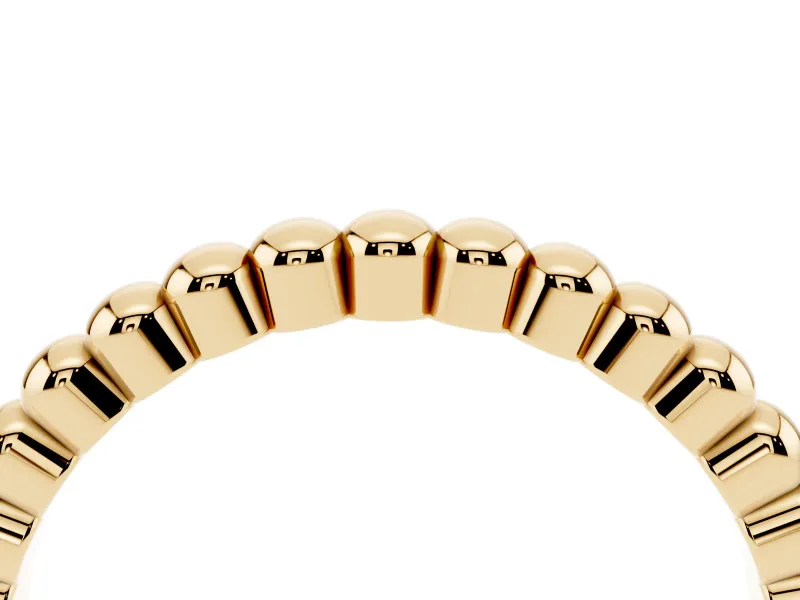Round Diamond Beaded Eternity Band Set in Yellow gold with Bezel Setting