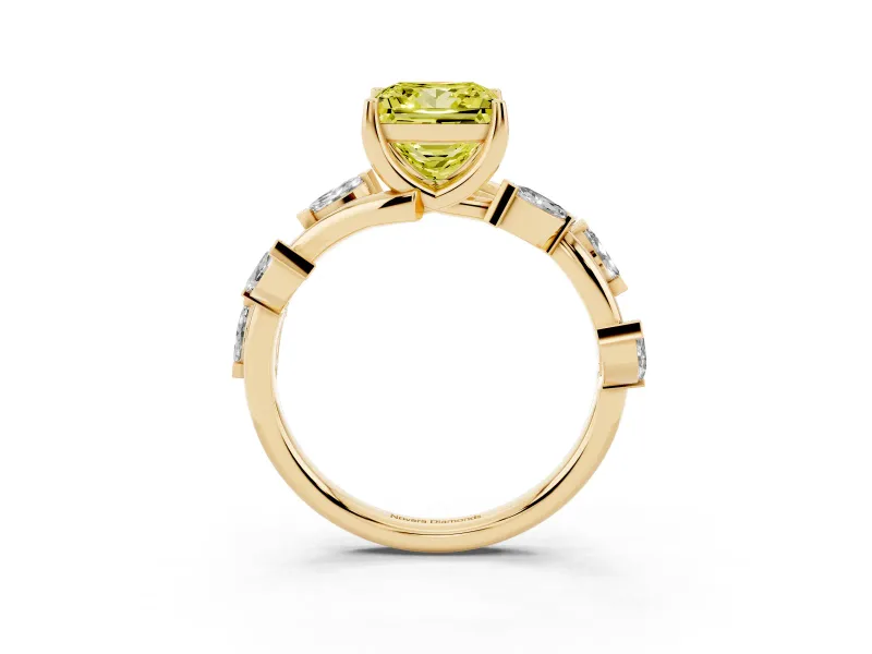 Princess Cut Twisted Vine Engagement Ring Setting for a Fancy Yellow Lab-Grown Diamond | Yellow Gold