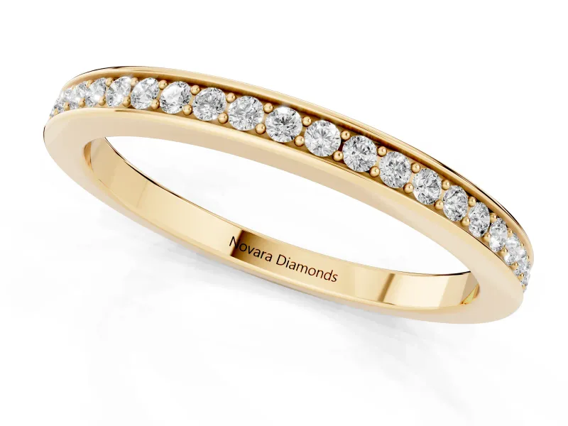 Round Diamond Continuous Pavé Eternity Band Set in Yellow gold