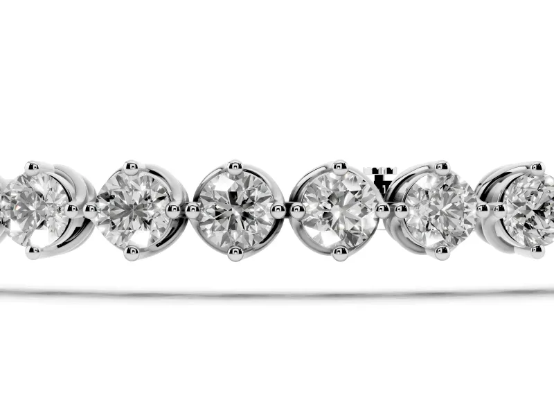 Round Lab-Grown Diamond Prong Set Tennis Bracelet | Single Row | White Gold