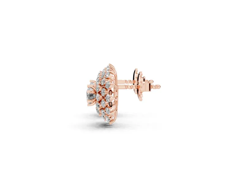 Round Lab-Grown Diamond Sunburst Cluster Stud Earrings | Star Outline | Rose Gold