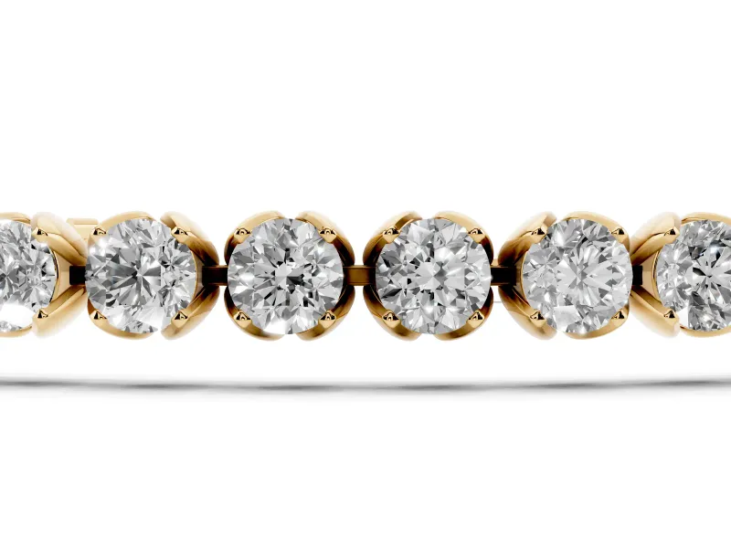 Round Lab-Grown Diamond Tennis Bracelet | Claw Prong Baskets | Yellow Gold