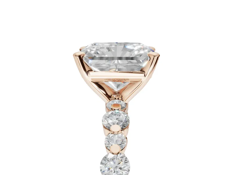Radiant Cut Pavé Solitaire Engagement Ring Setting | Alternating Accents | Rose Gold